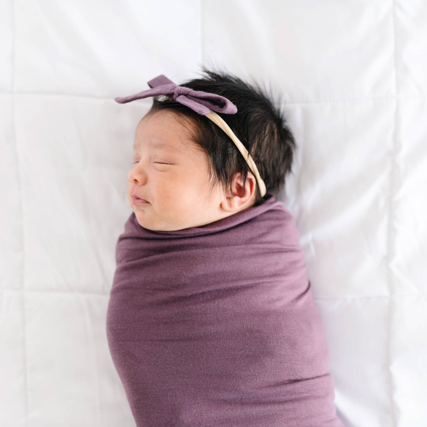 Ribbon Baby Bow - Plum