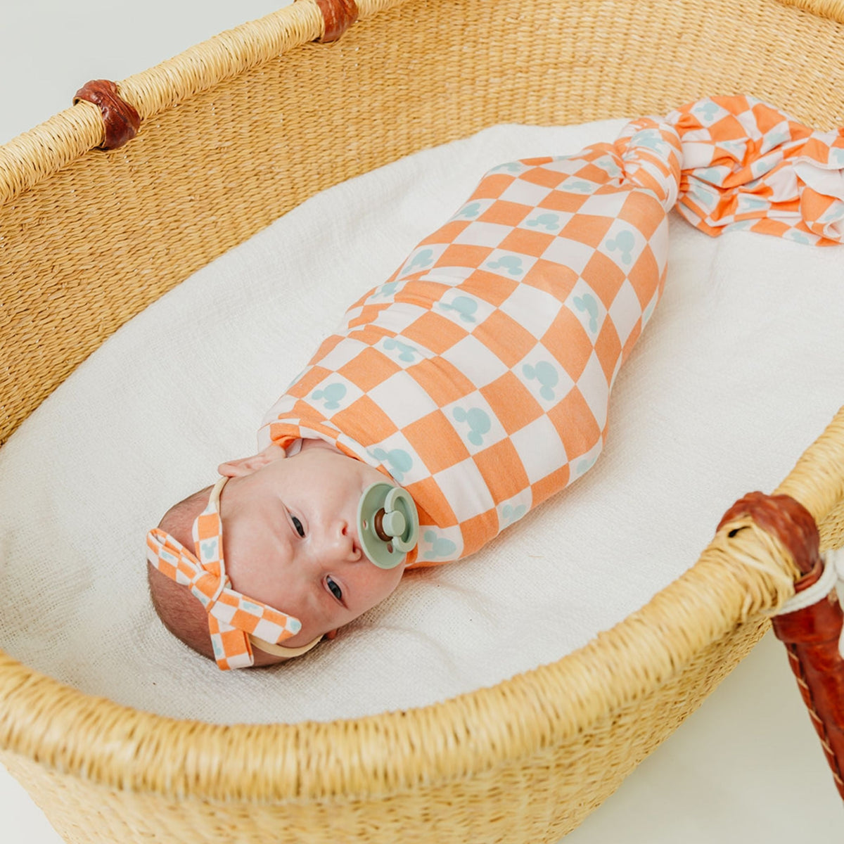 Ribbon Baby Bow - Mickey Mouse Check
