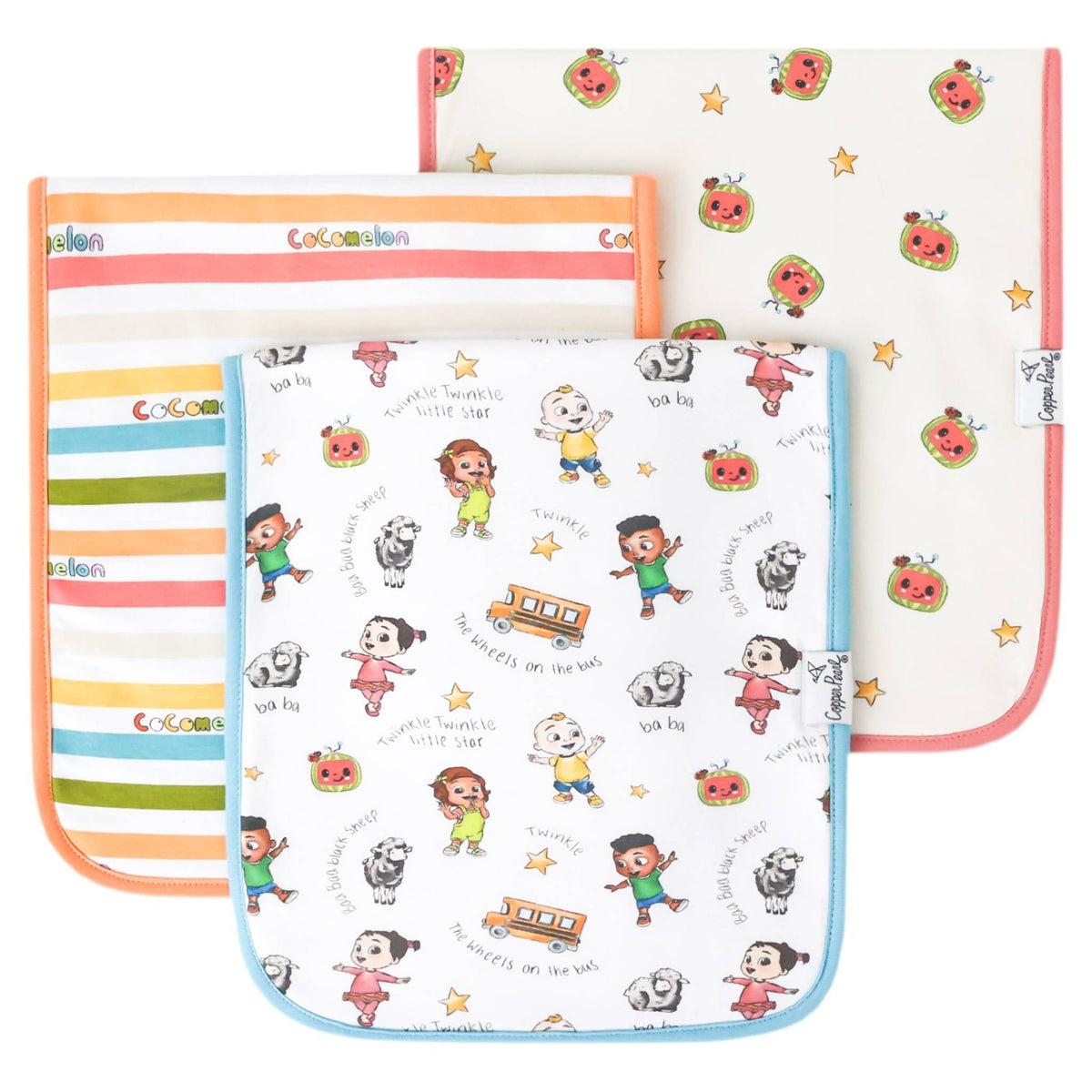 3 Pack Premium Burp Cloths - CoComelon Friends