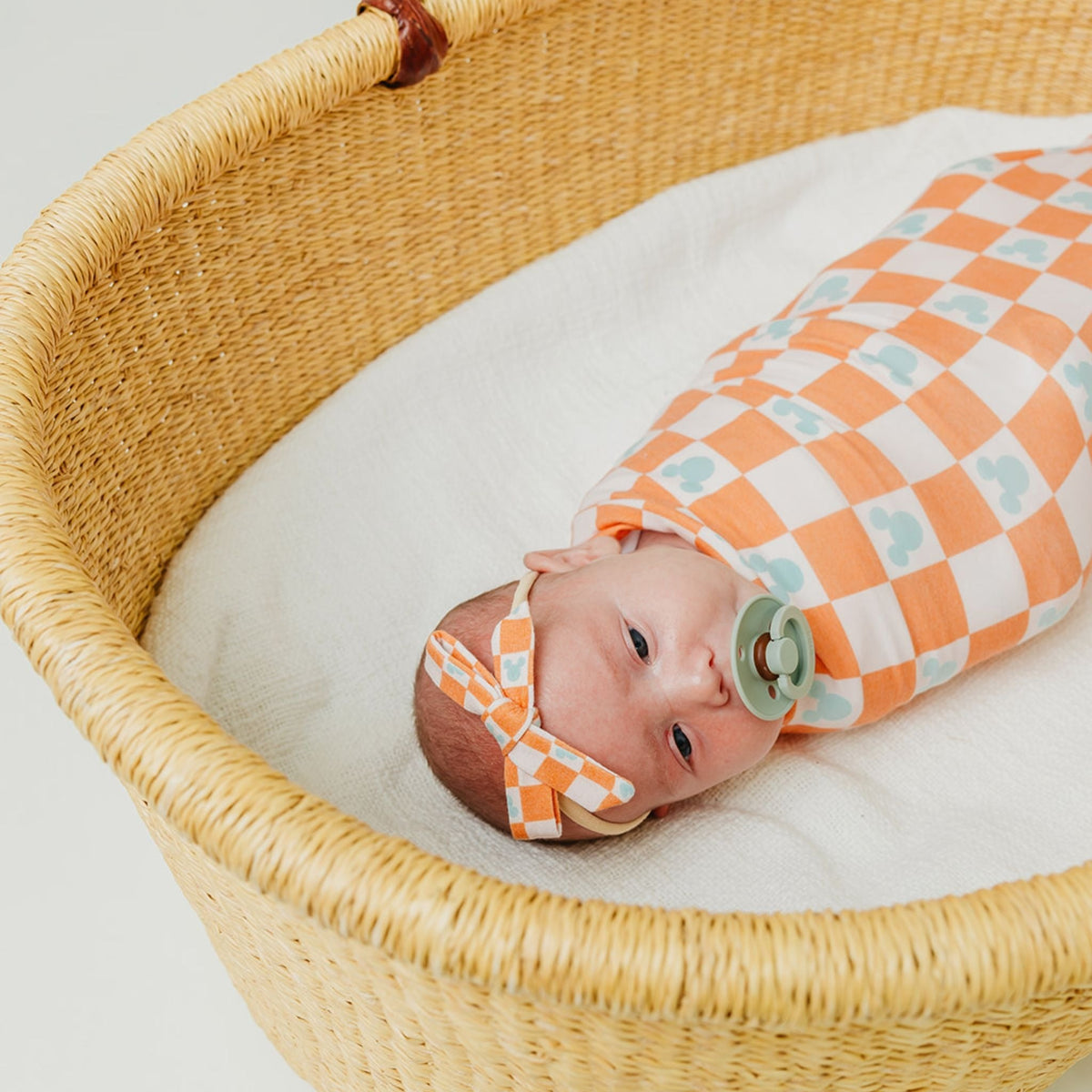 Ribbon Baby Bow - Mickey Mouse Check