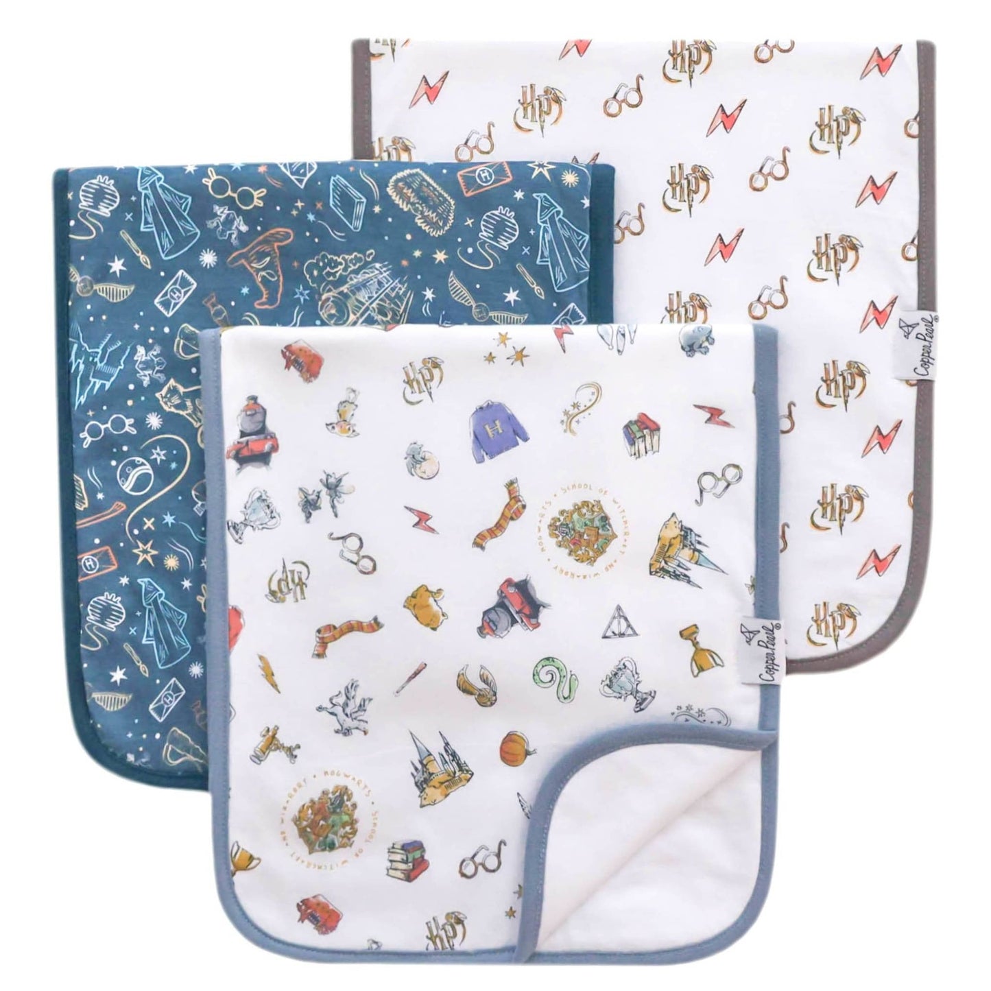 3 Pack Premium Burp Cloths - Wizarding World