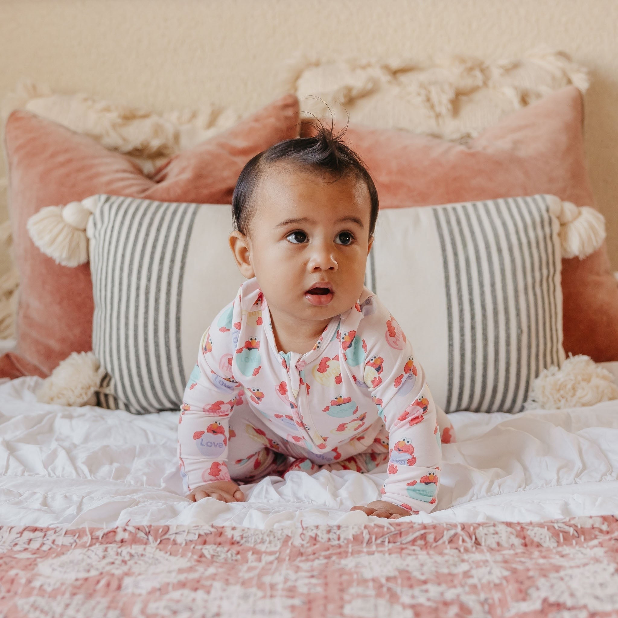Zip-Up Footie Pajama - Elmo Heart Candies