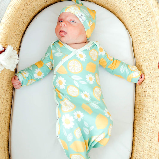 Newborn Knotted Gown - Lemon