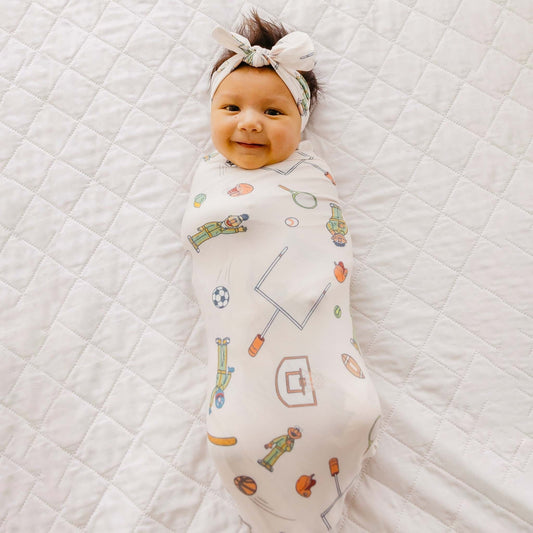 Knit Swaddle Blanket - Sesame Street Varsity Friends