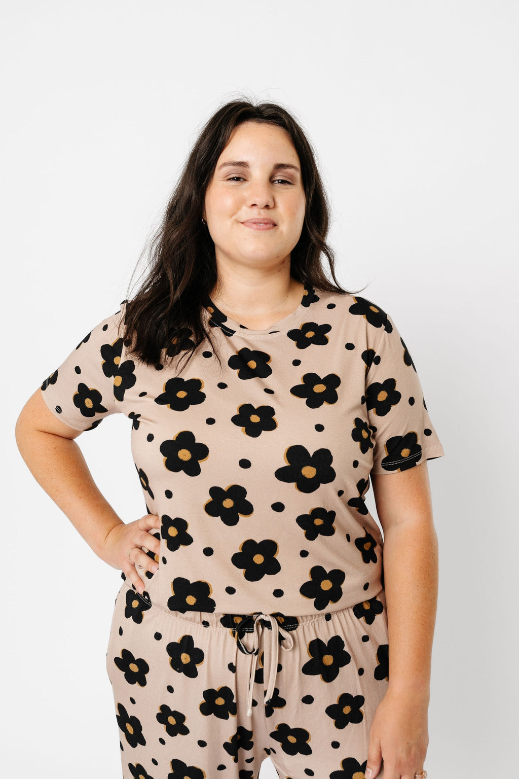 Women's Short Sleeve Pajamas - Gemma In Tan