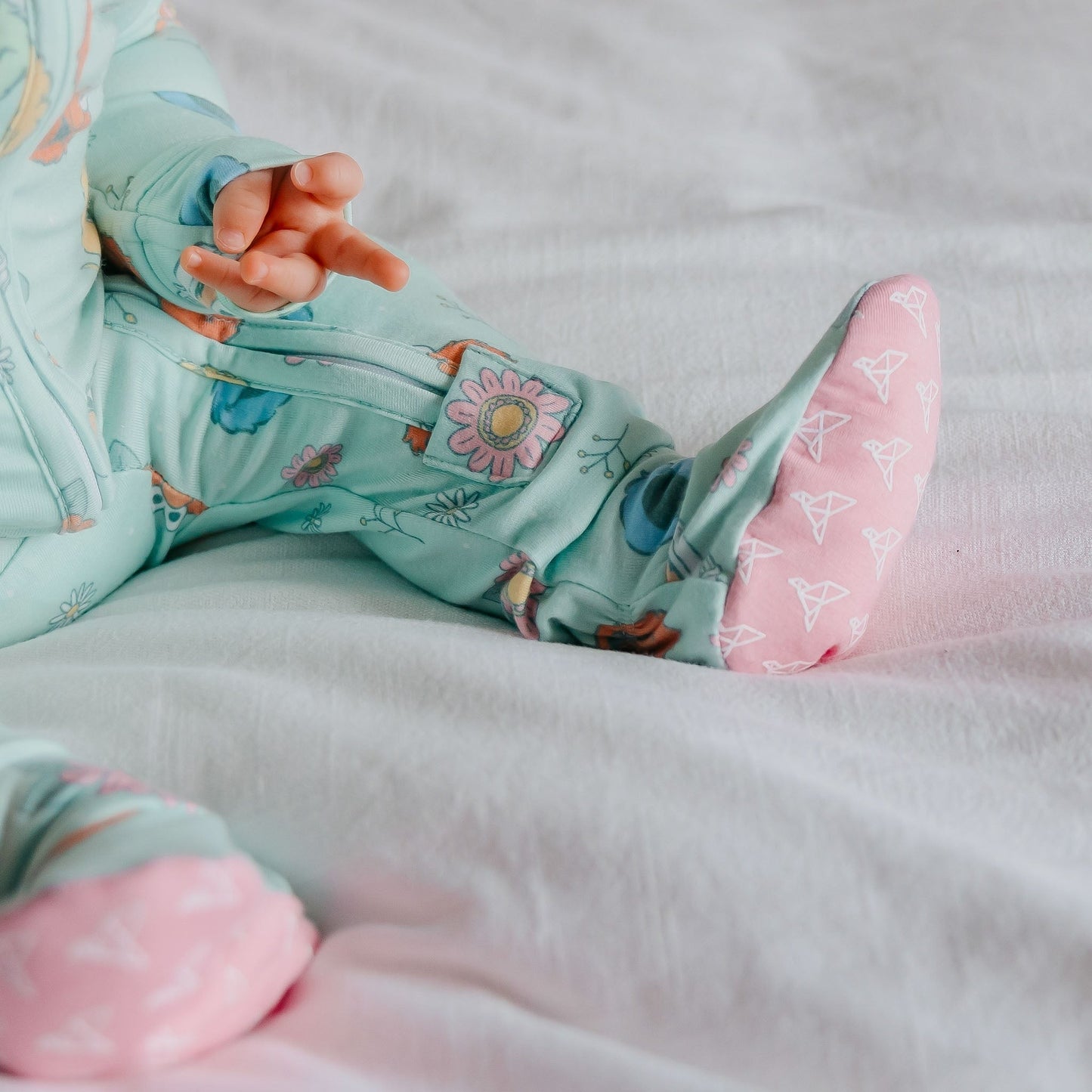 Zip-Up Footie Pajama - Sesame Street Retro Floral