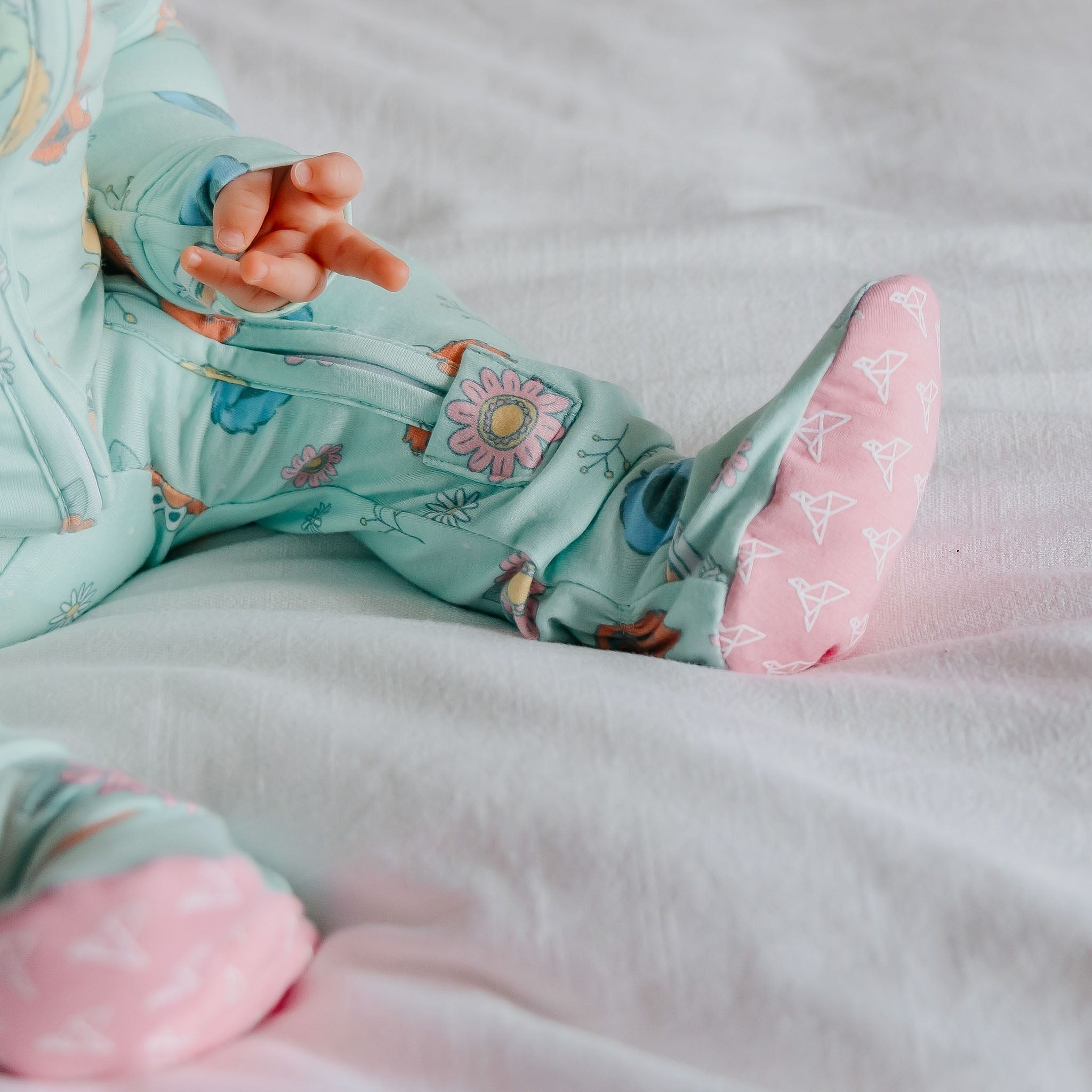 Zip-Up Footie Pajama - Sesame Street Retro Floral