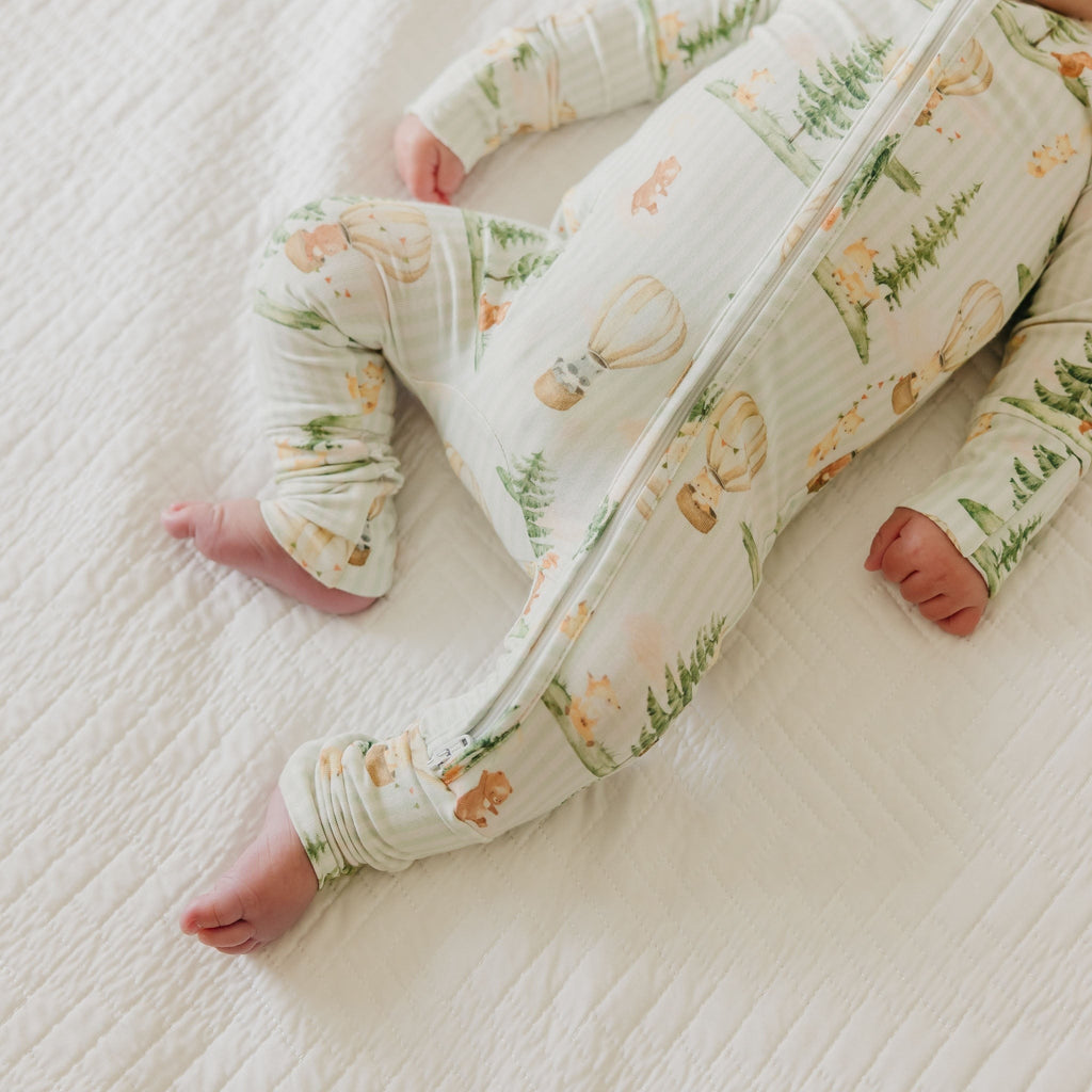 Bamboo Convertible Zip-Up Footie Pajama - Forest Explorer