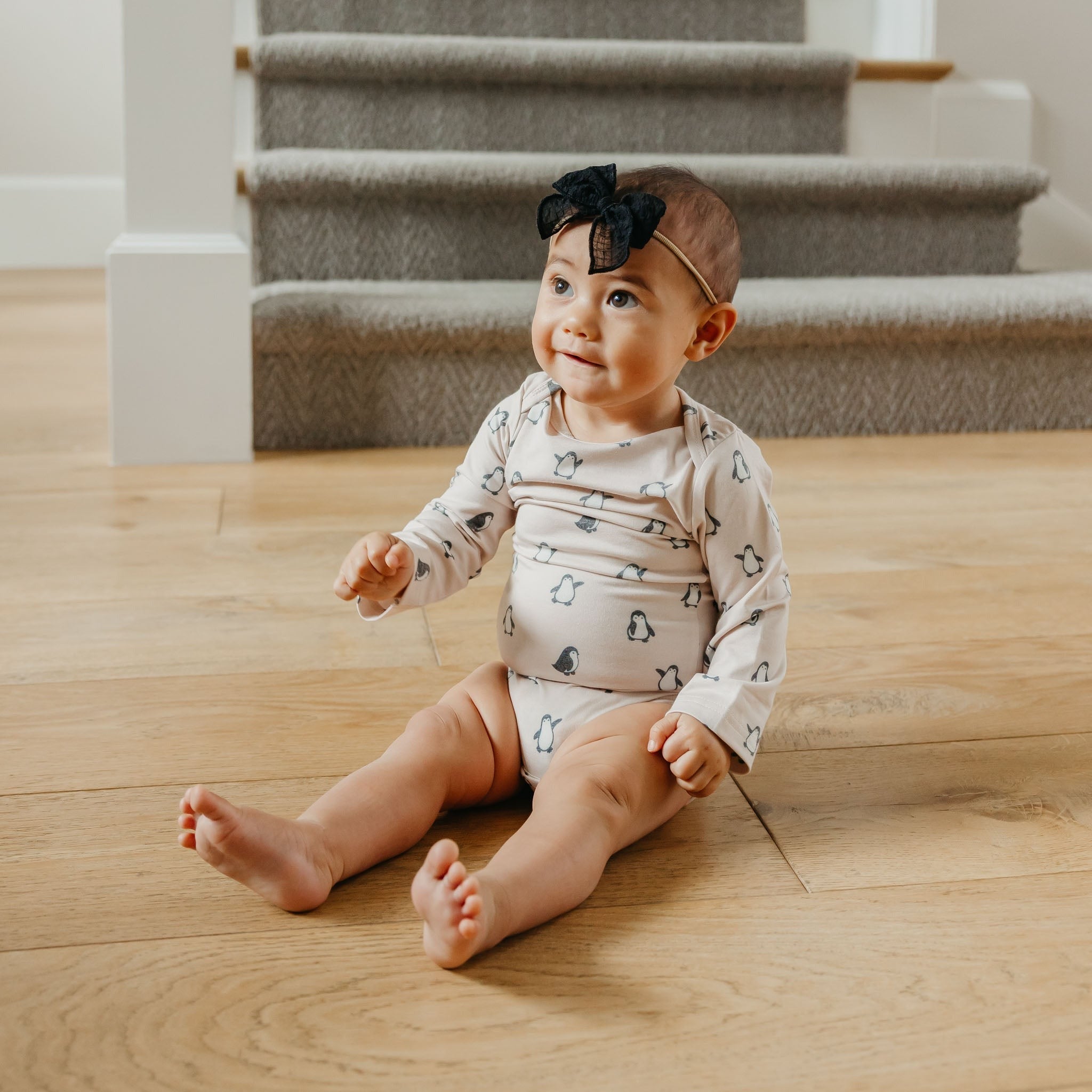 Long Sleeve Bodysuit - Penguins