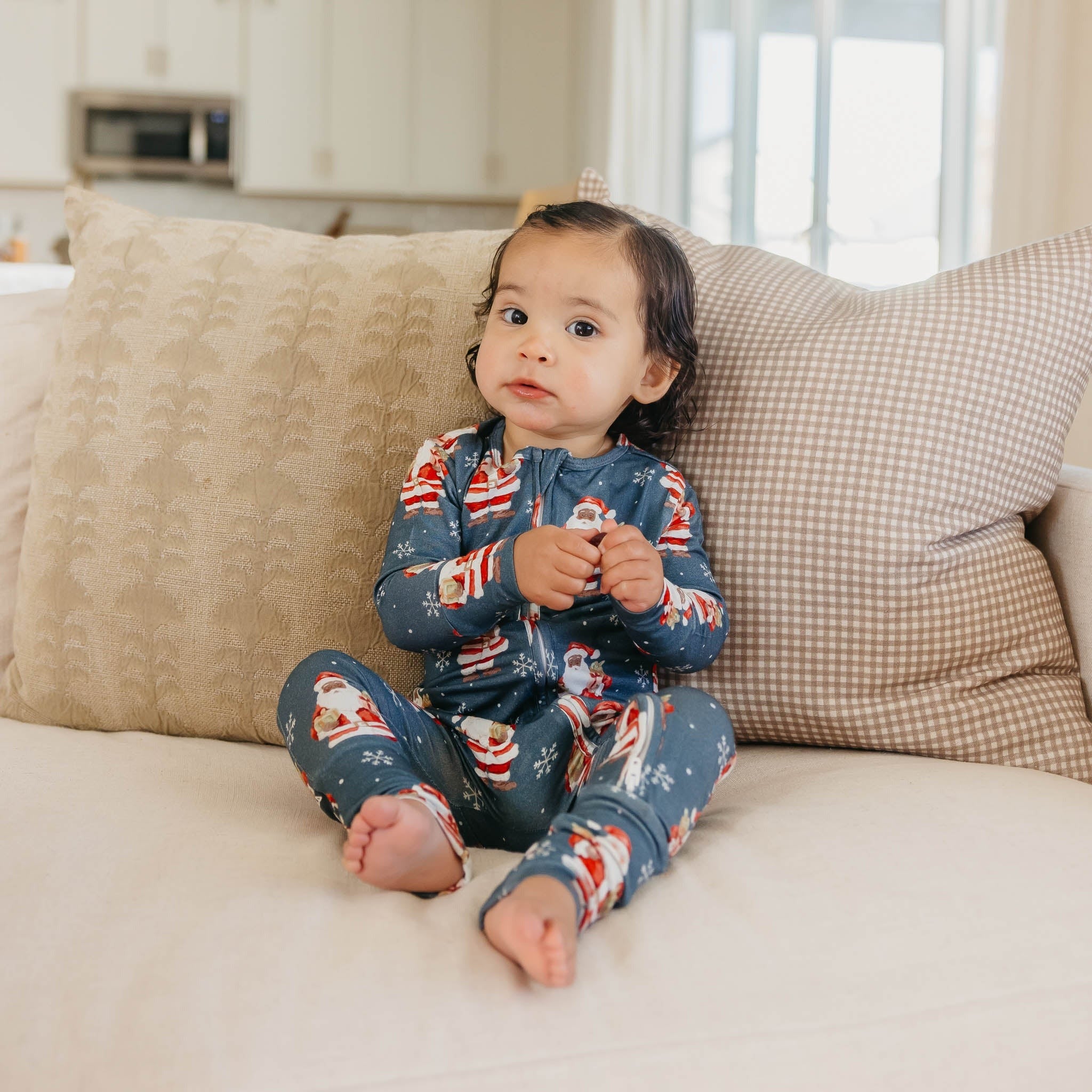 Bamboo Convertible Zip-Up Footie Pajama - Santa Claus