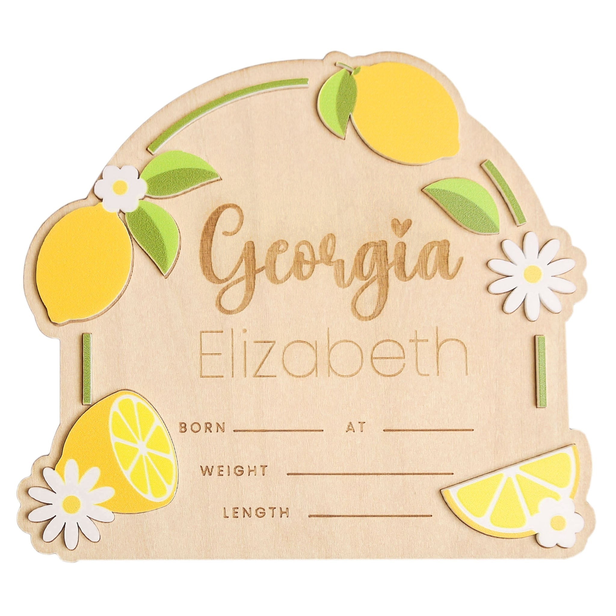 3D Acrylic Wooden Announcement Sign - Happy Lemon