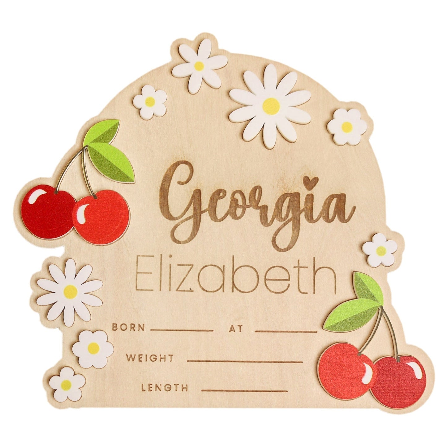 3D Acrylic Wooden Announcement Sign - Very Cherry