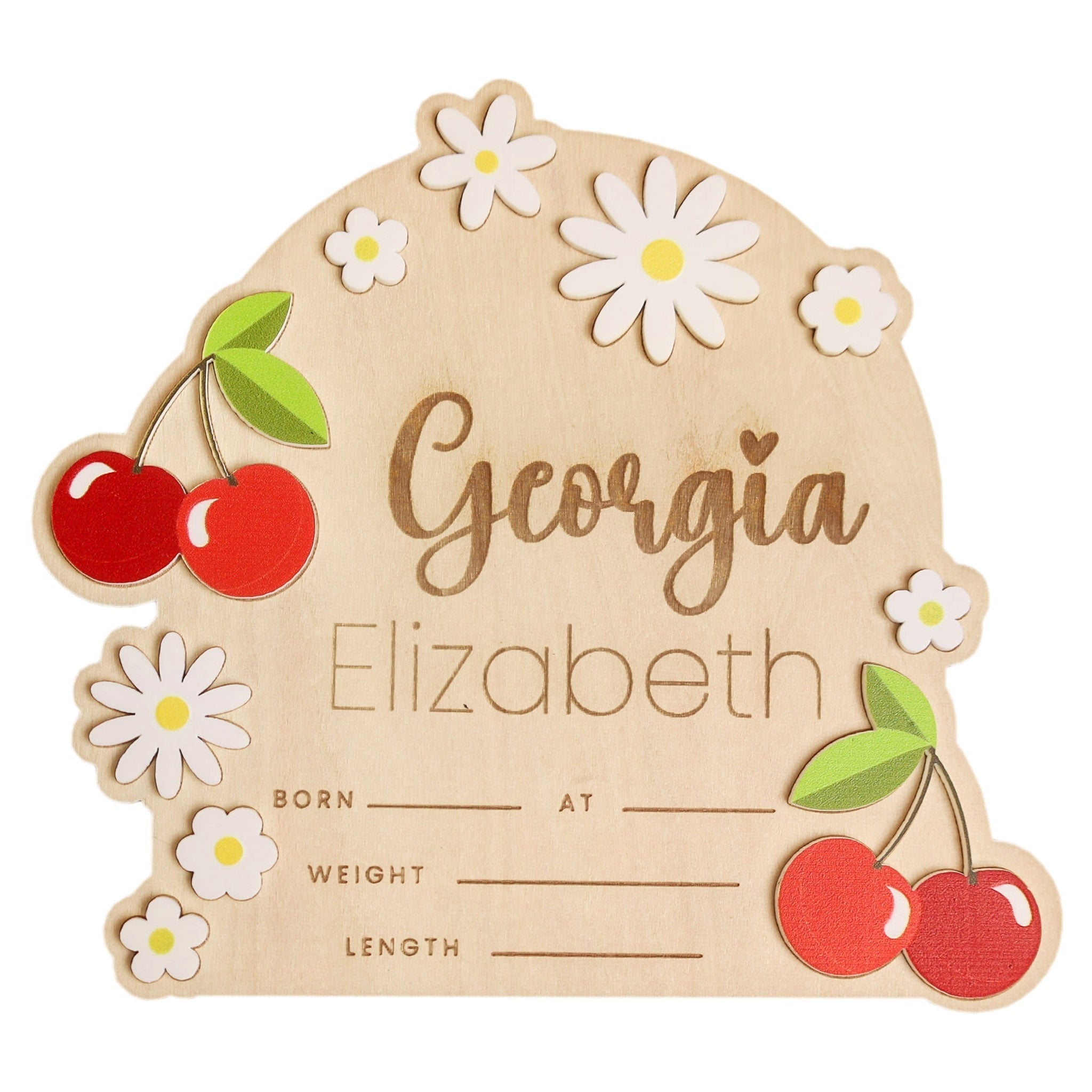 3D Acrylic Wooden Announcement Sign - Very Cherry
