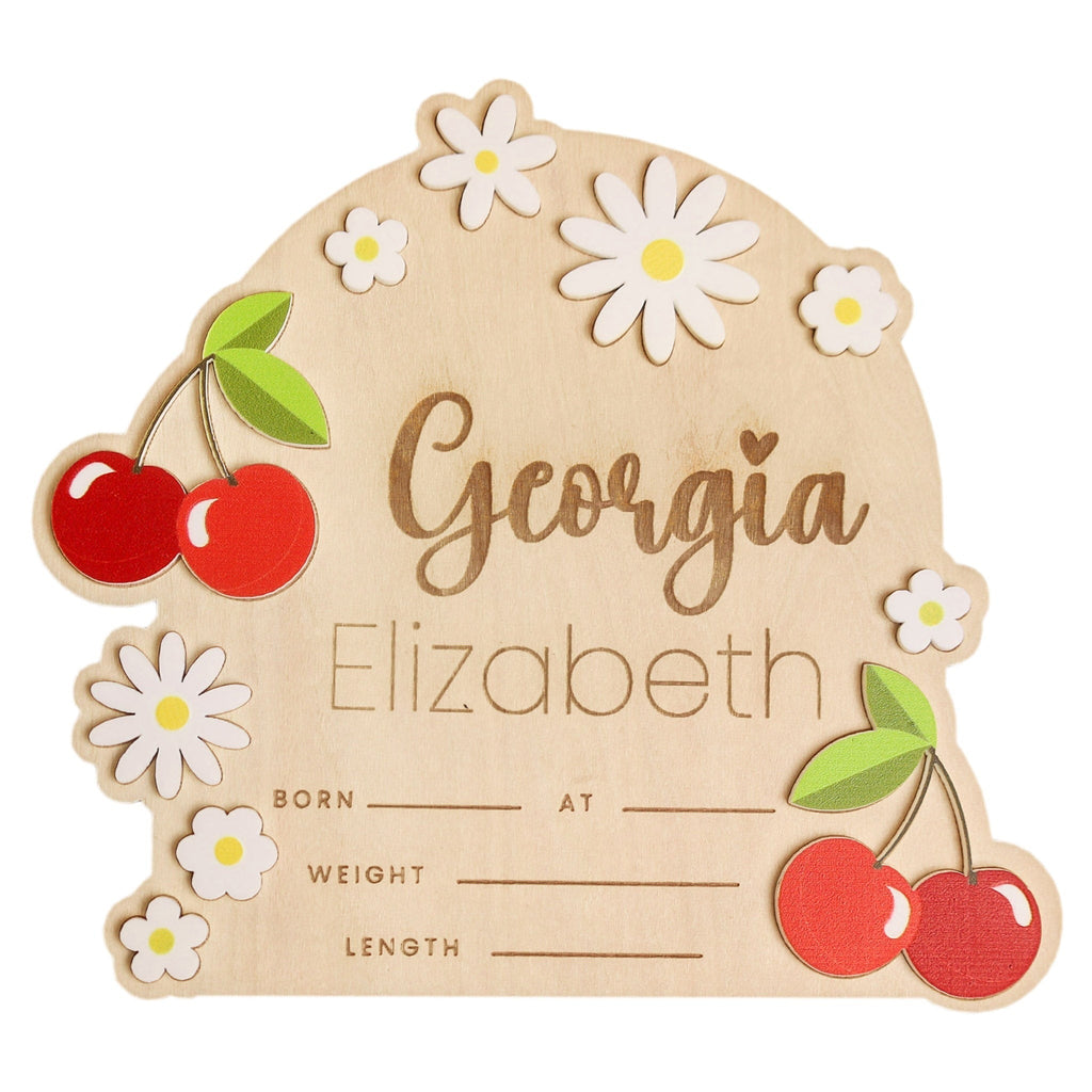3D Acrylic Wooden Announcement Sign - Very Cherry