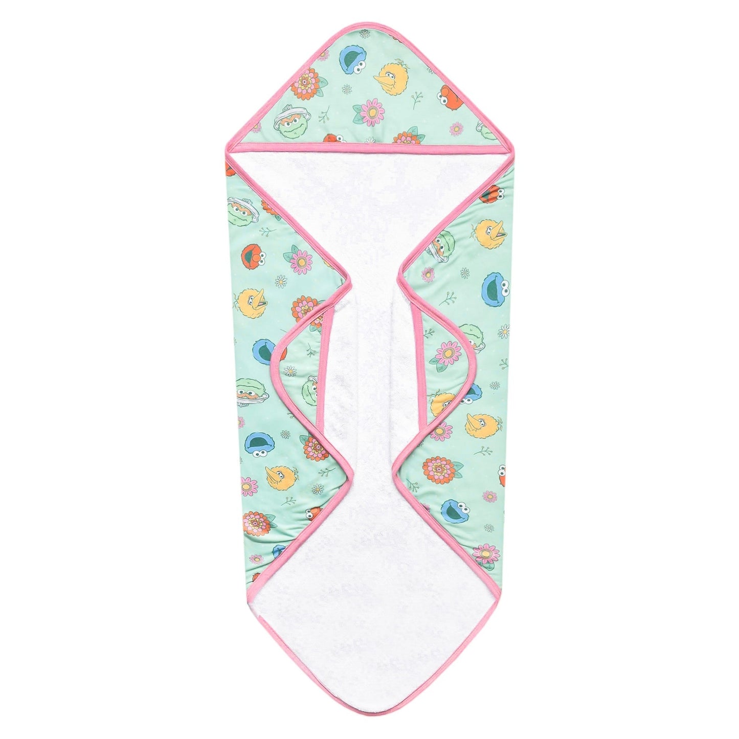 Premium Baby Knit Hooded Towel - Sesame Street Retro Floral