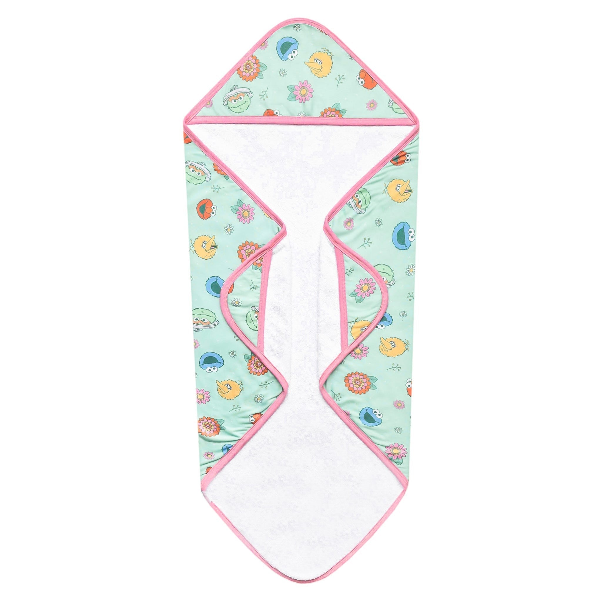 Premium Baby Knit Hooded Towel - Sesame Street Retro Floral