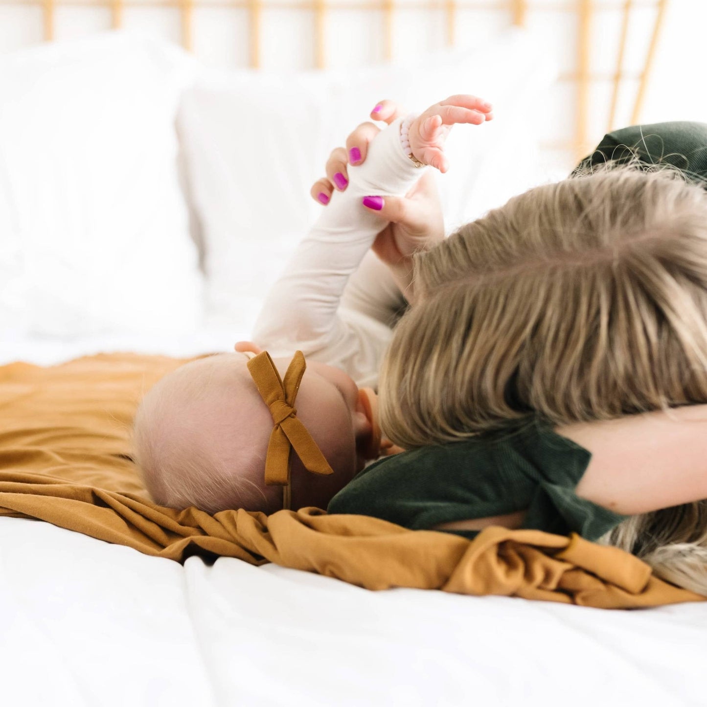 Ribbon Baby Bow - Camel