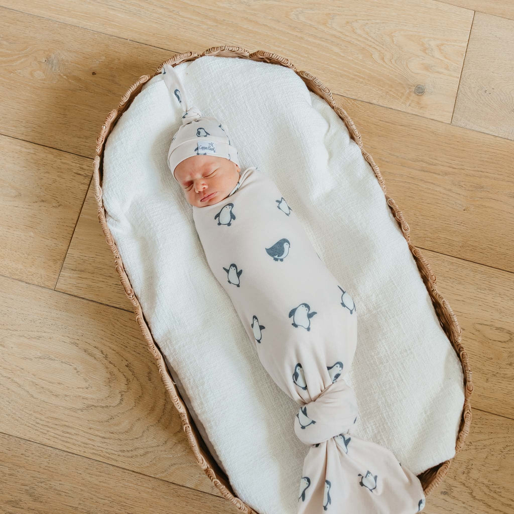 Knit Swaddle Blanket - Penguins