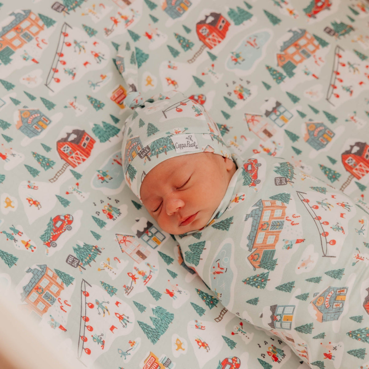Premium Knit Fitted Crib Sheet - Snowy Slopes