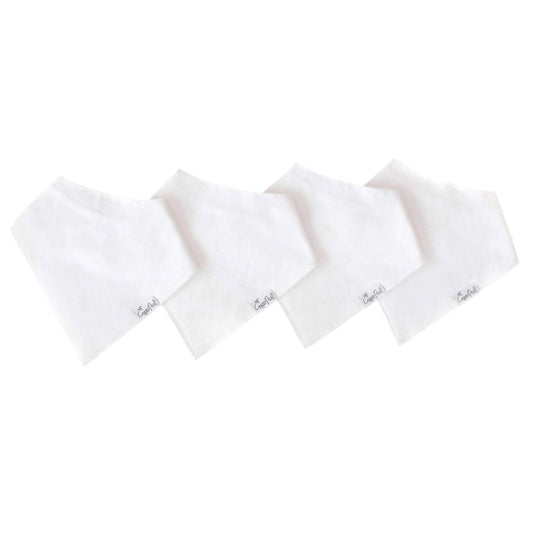 4 Pack Baby Bandana Bibs - White Basics