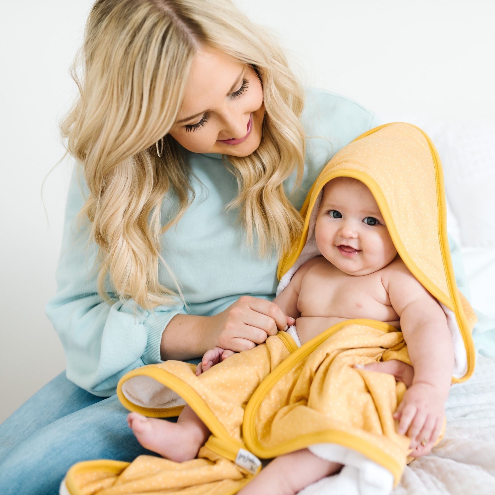 Premium Baby Knit Hooded Towel - Marigold
