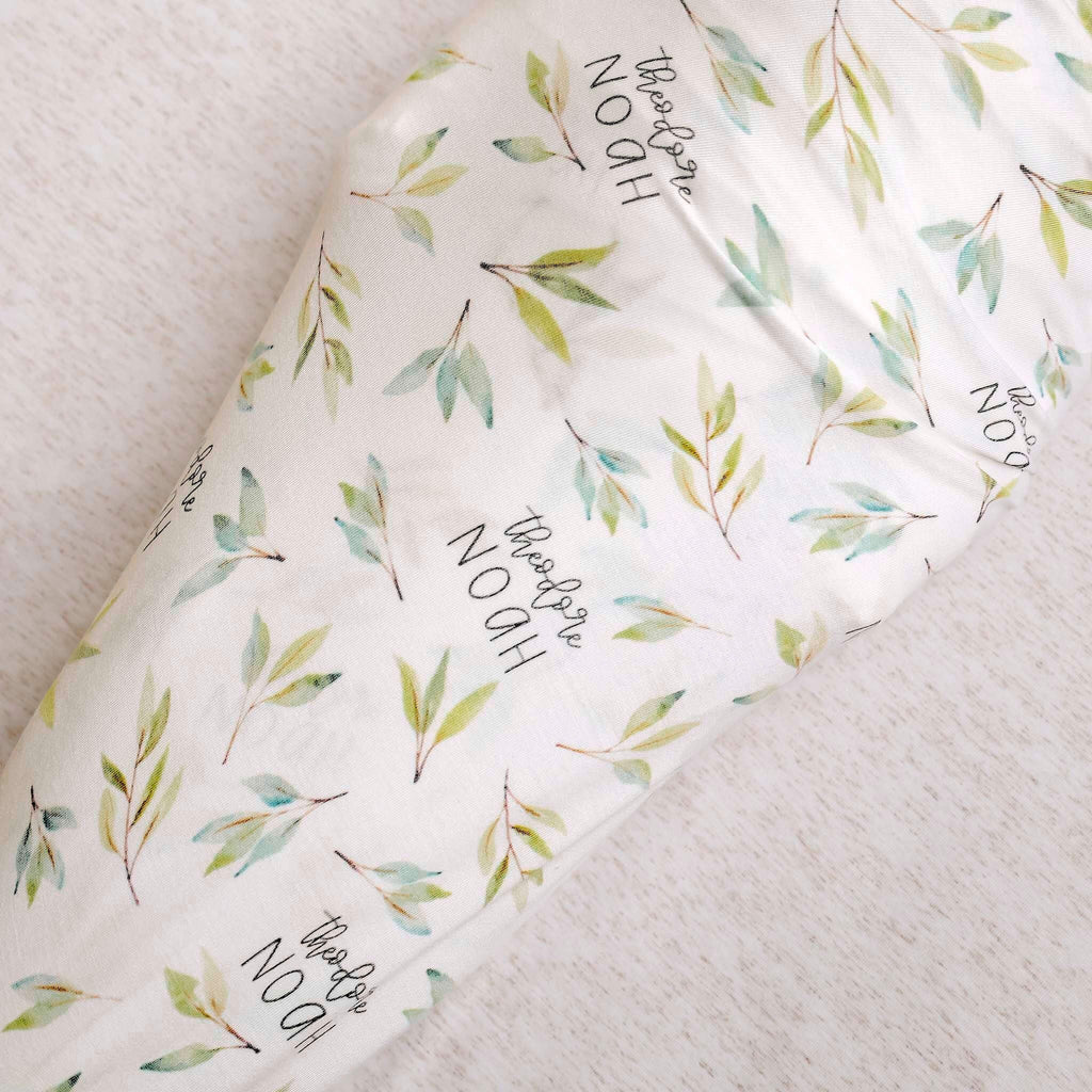 Personalized Baby Name Swaddle Blanket - Greenery