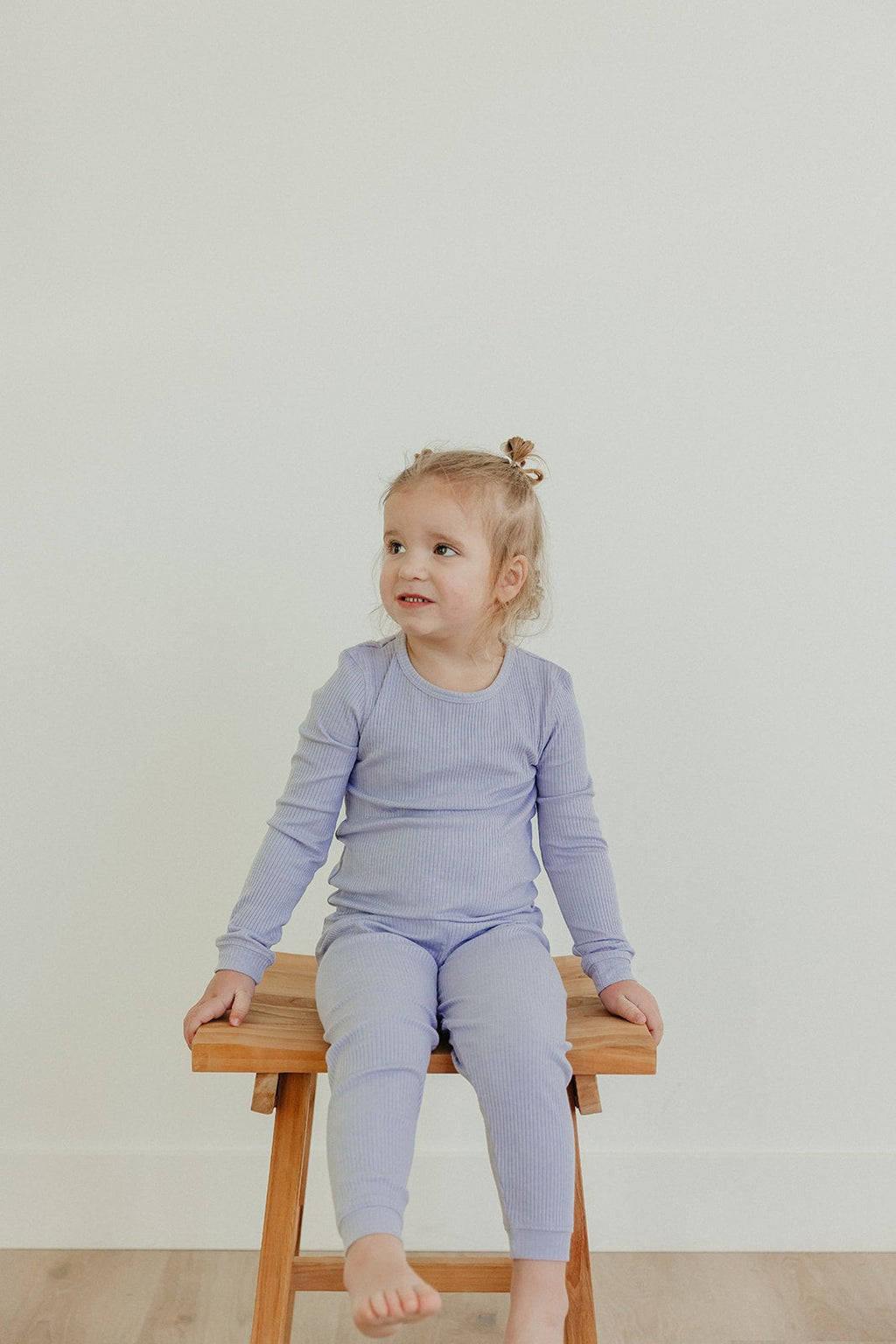 2pc Rib Knit Long Sleeve Pajama Set - Periwinkle