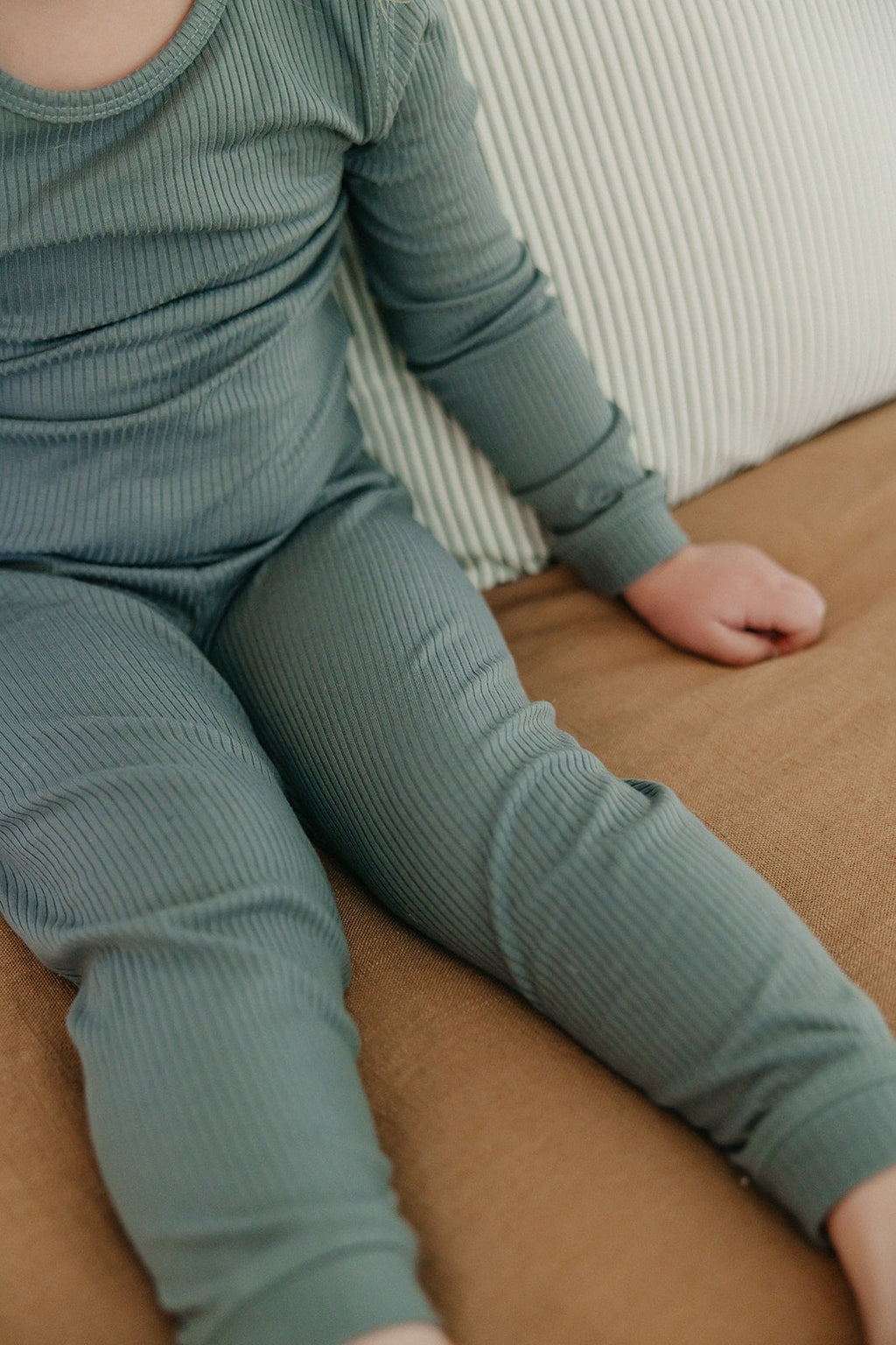 2pc Rib Knit Long Sleeve Pajama Set - Moss