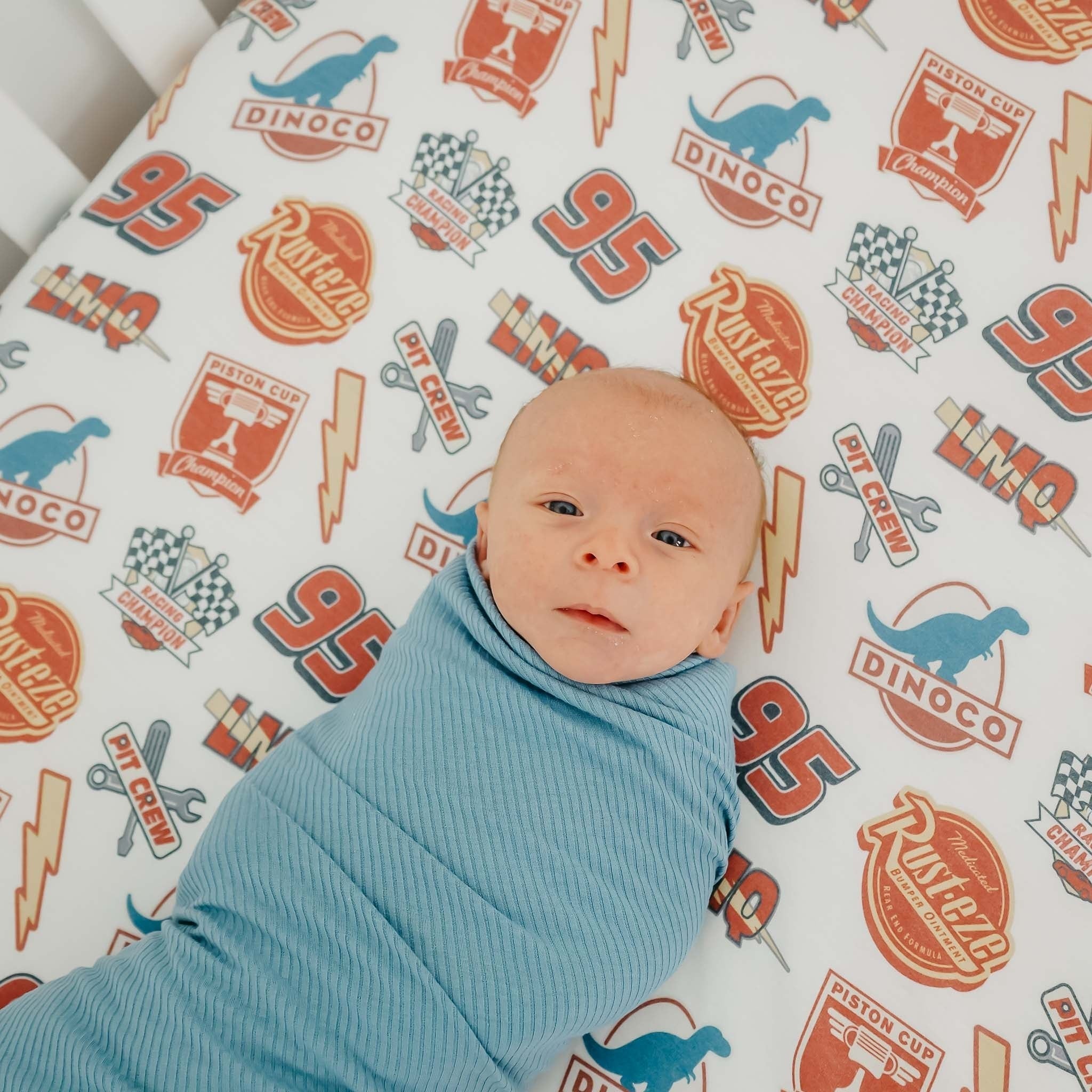 Premium Knit Fitted Crib Sheet - Disney Pixar Bumper Stickers