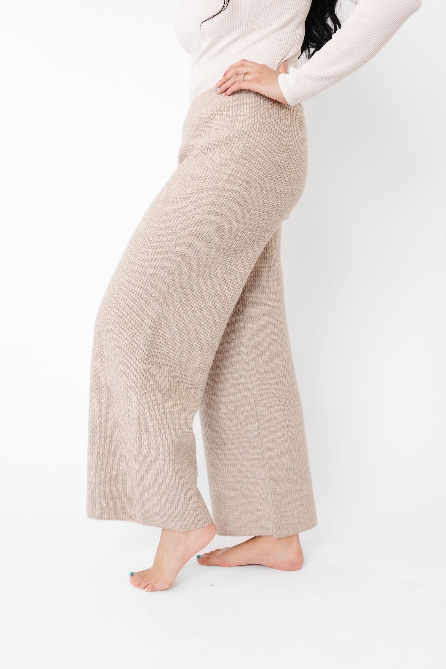 Women's Luxe Wide Leg Sweater Pant - Oatmeal
