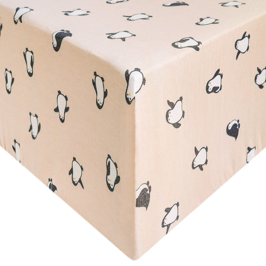 Premium Knit Fitted Crib Sheet - Penguins