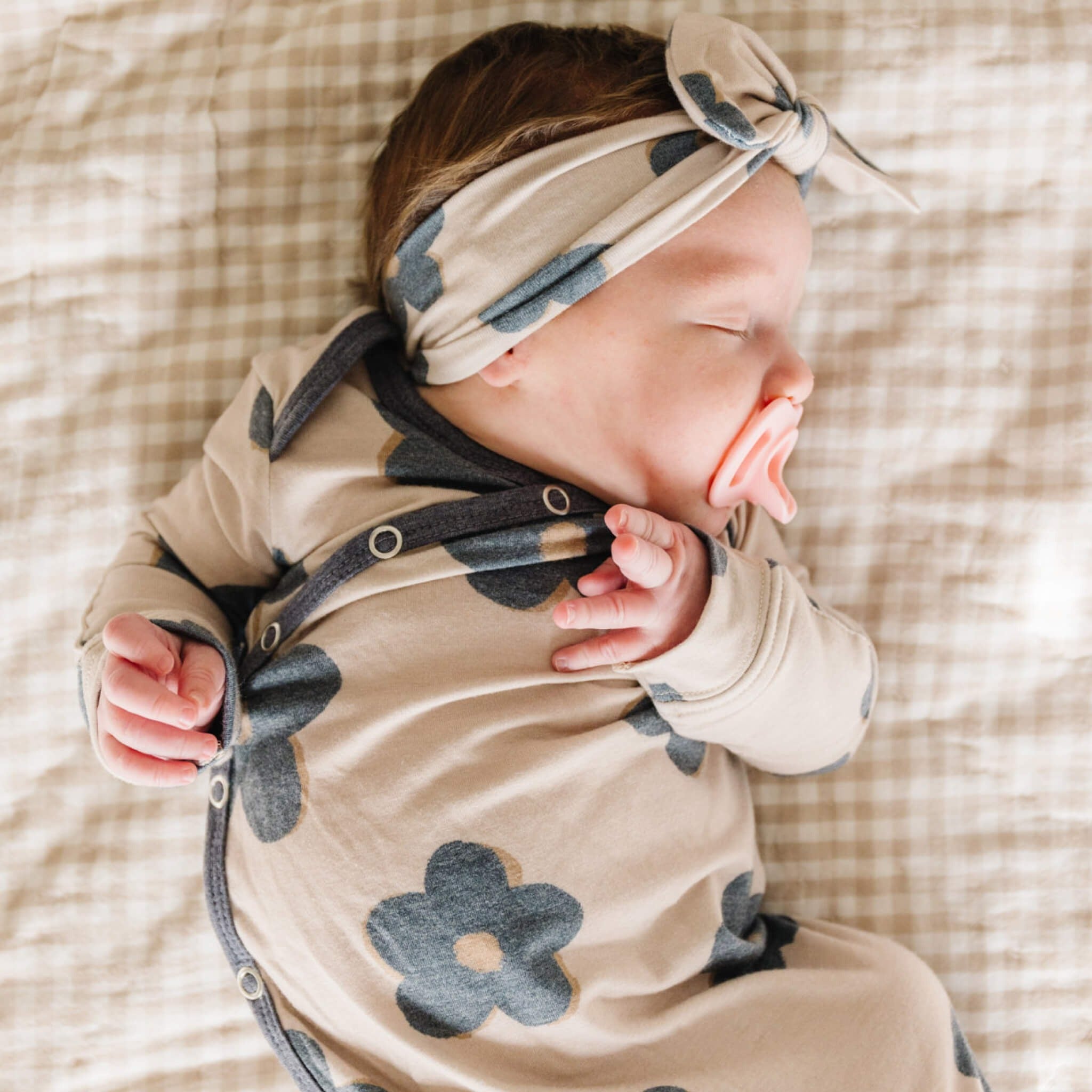 Newborn Knotted Gown - Gemma In Tan