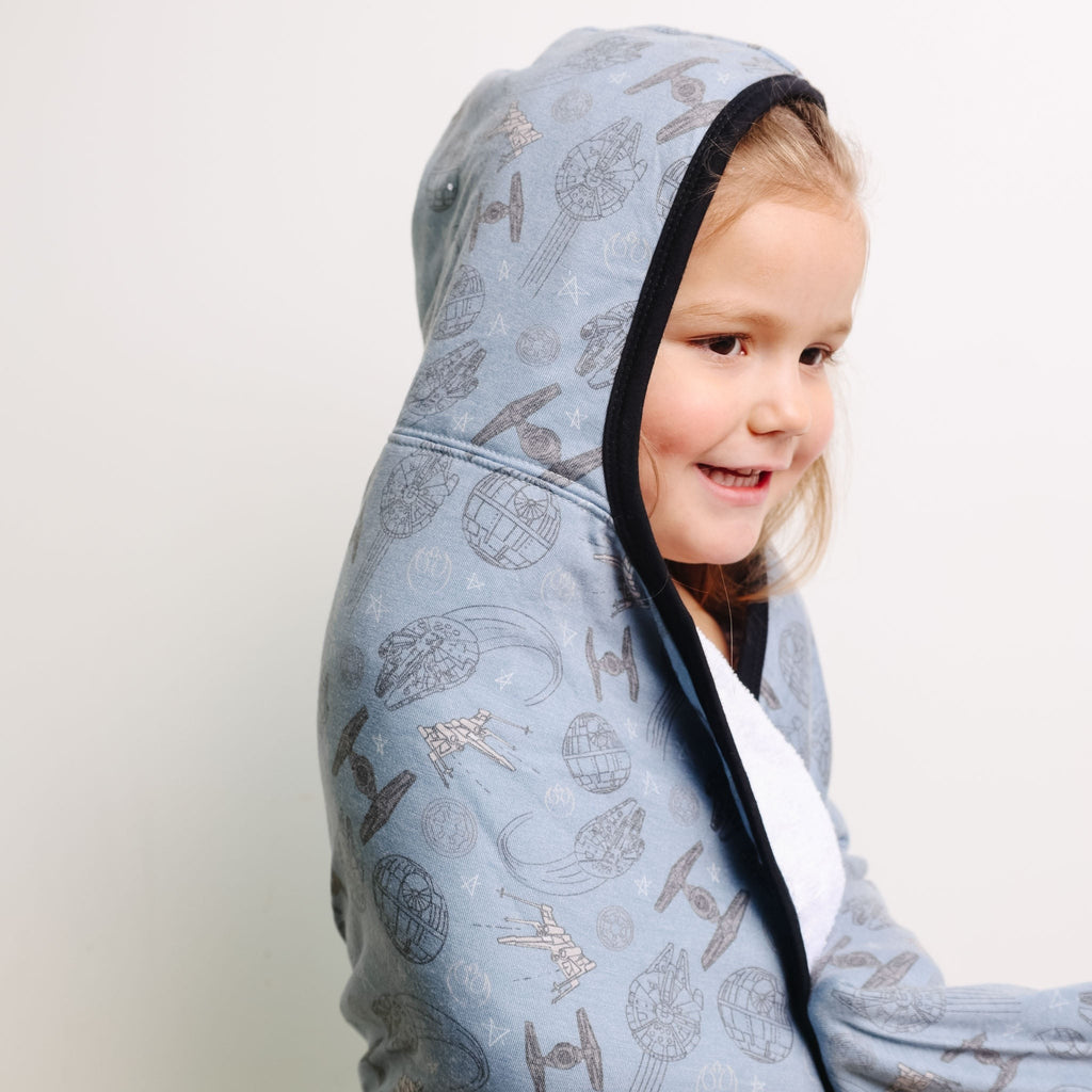Premium Big Kid Hooded Towel - Starships