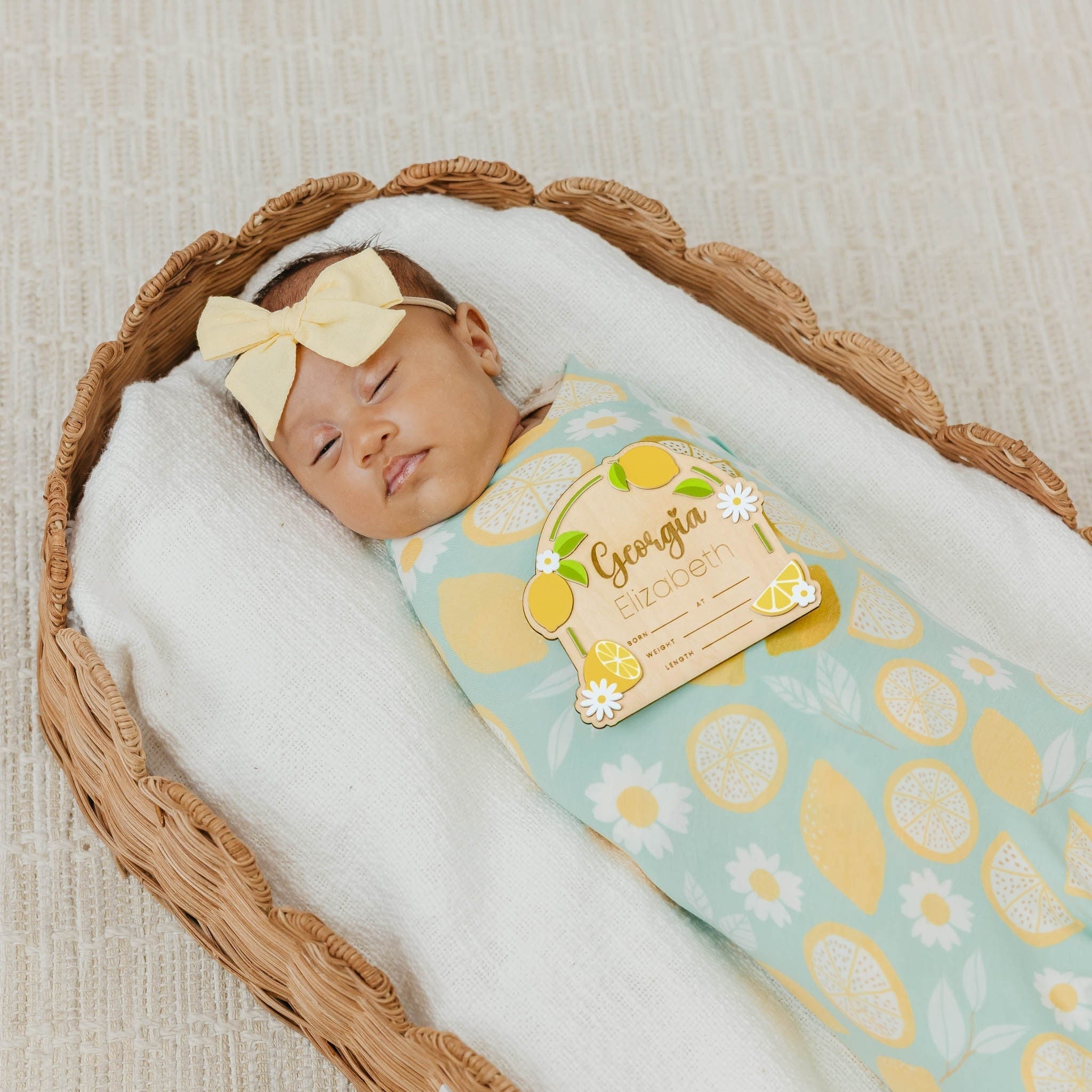 3D Acrylic Wooden Announcement Sign - Happy Lemon