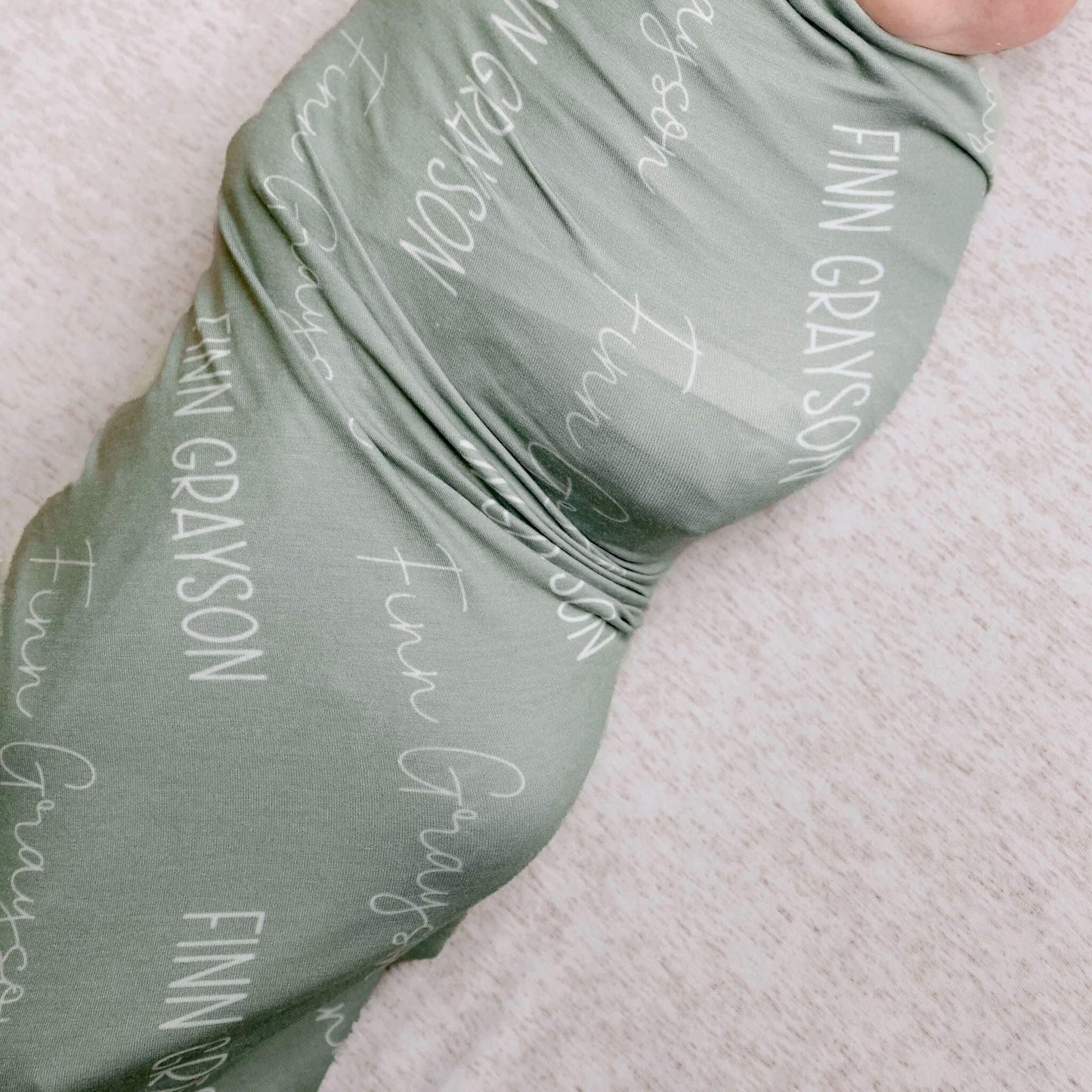 Personalized Baby Name Swaddle Blanket - Sage
