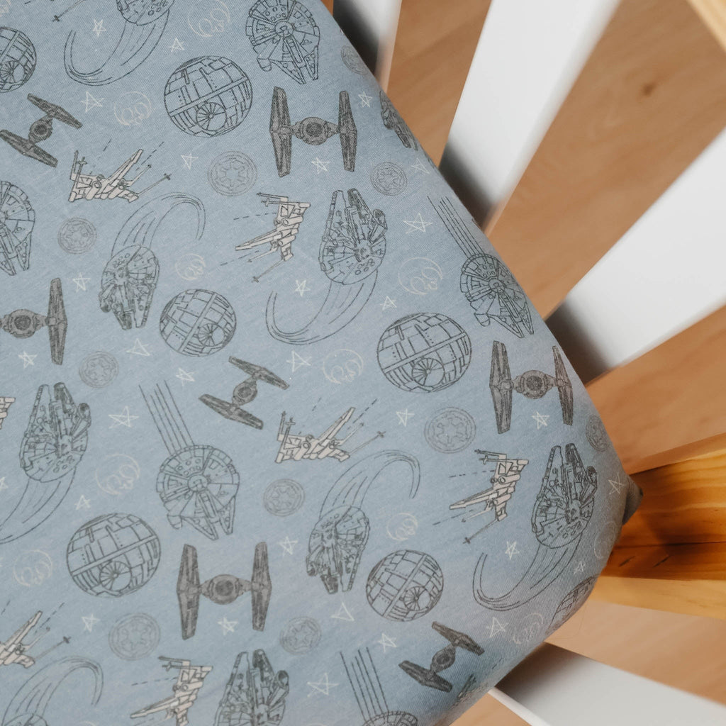 Premium Knit Fitted Crib Sheet - Starships