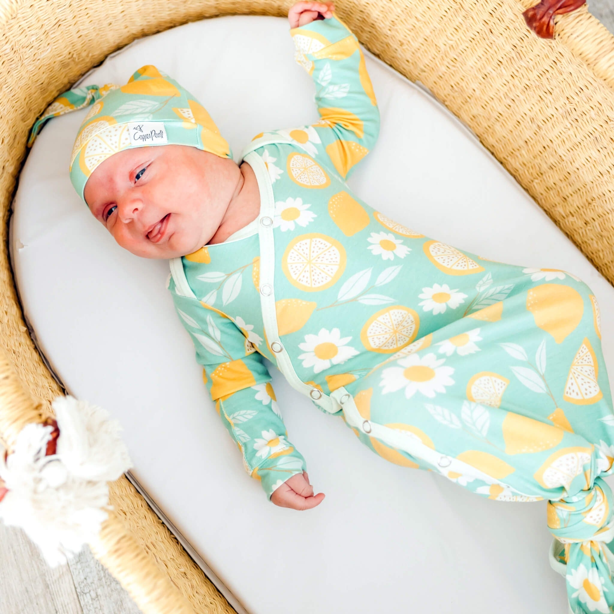 Newborn Knotted Gown - Lemon