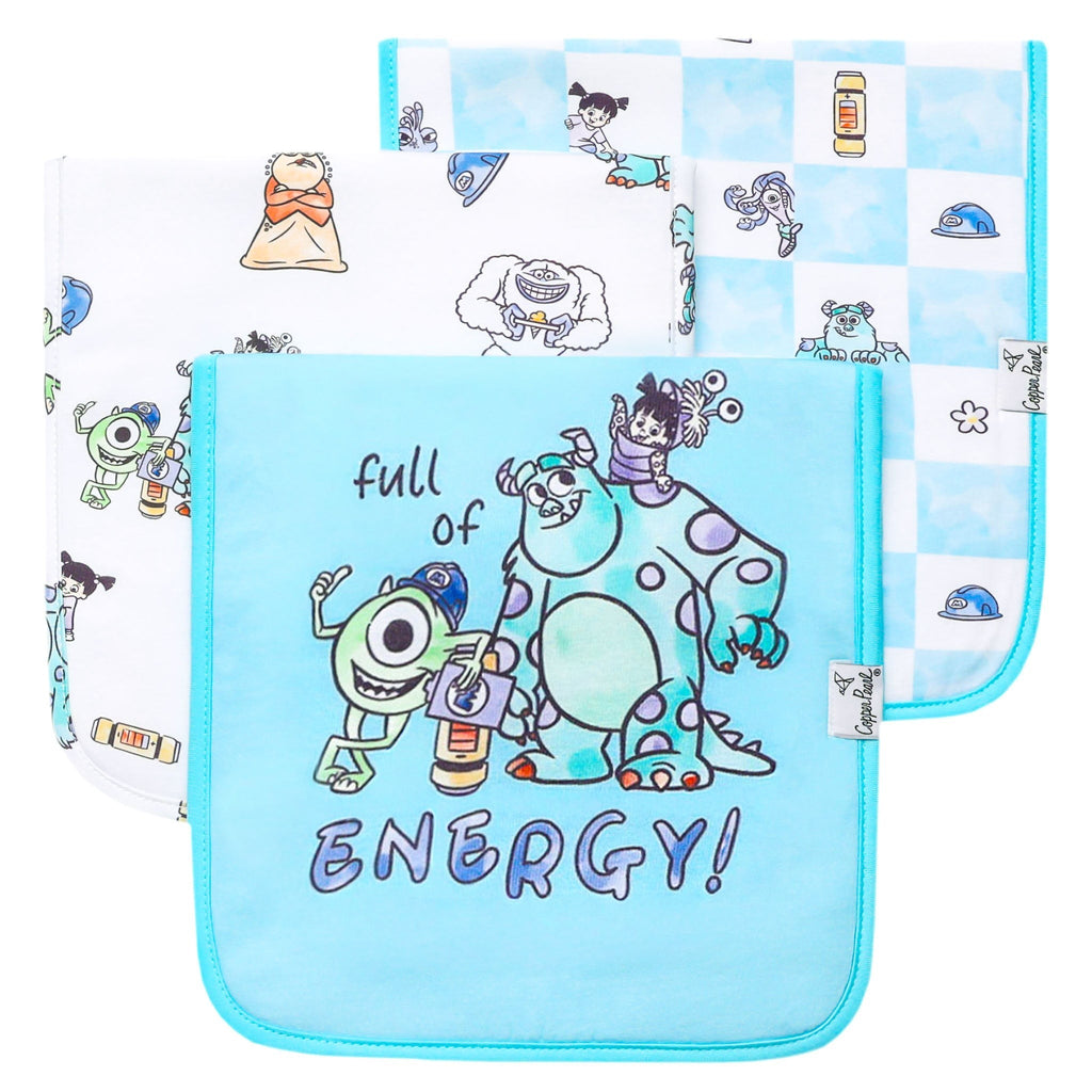 3 Pack Premium Burp Cloths - Monsters, Inc. Medley