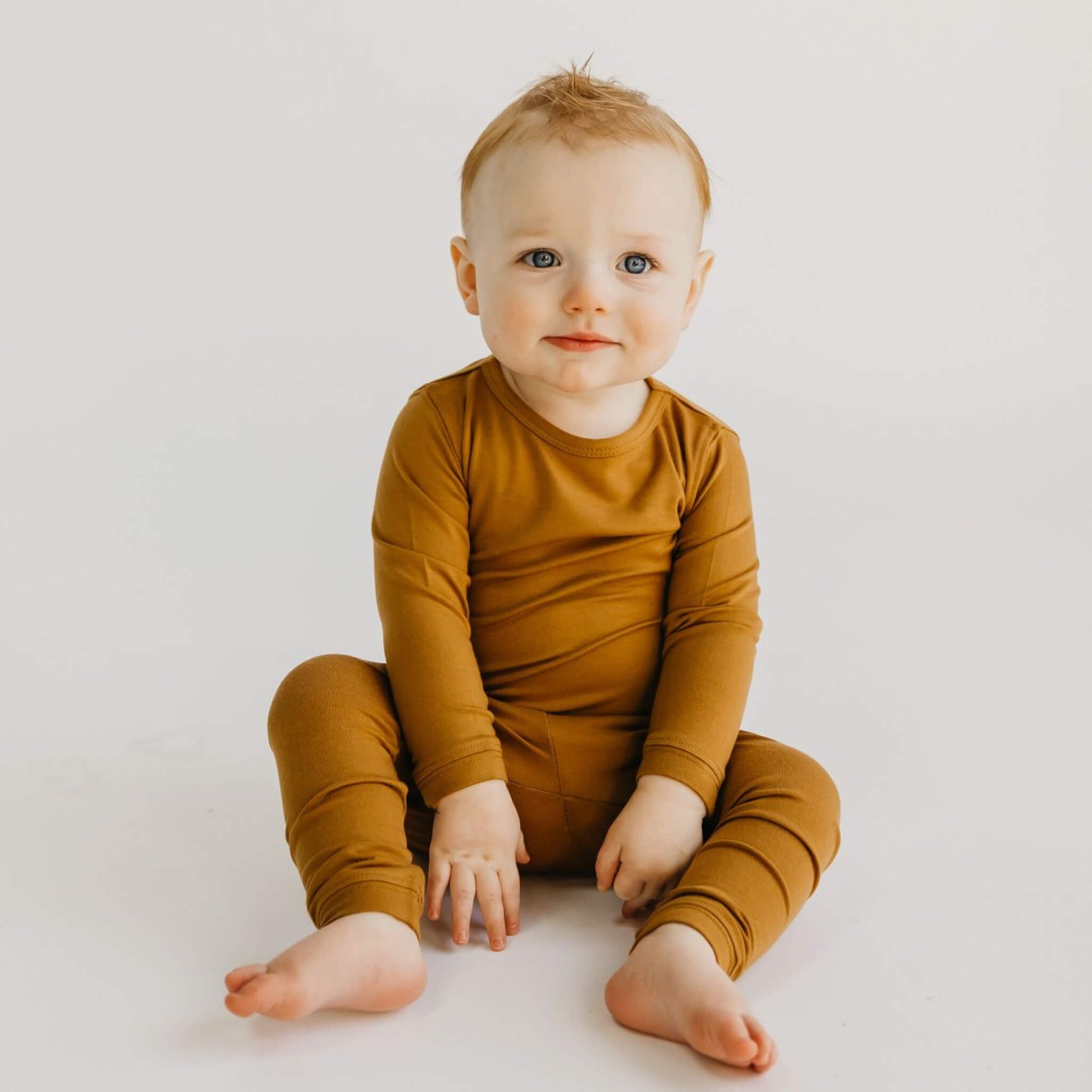 2pc Long Sleeve Pajama Set - Camel
