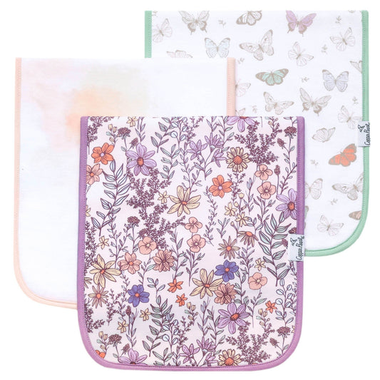 3 Pack Premium Burp Cloths - Flora