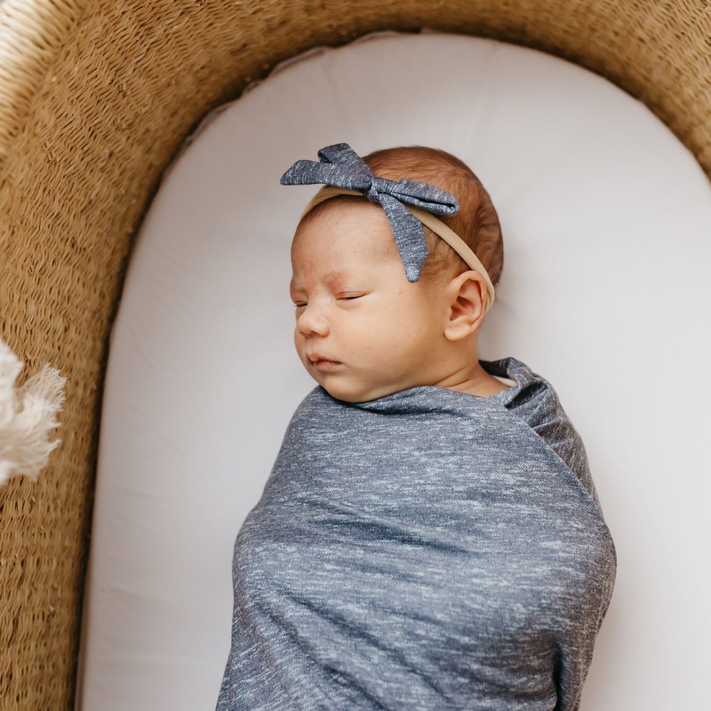 Ribbon Baby Bow - Denim