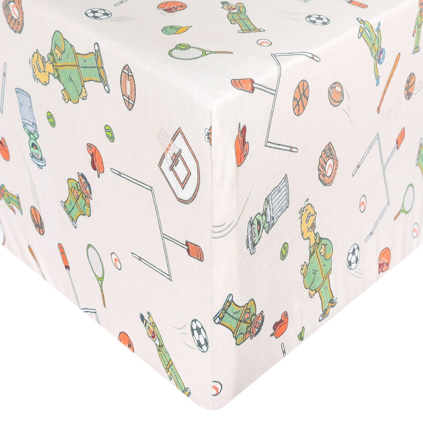 Premium Knit Fitted Crib Sheet - Sesame Street Varsity Friends