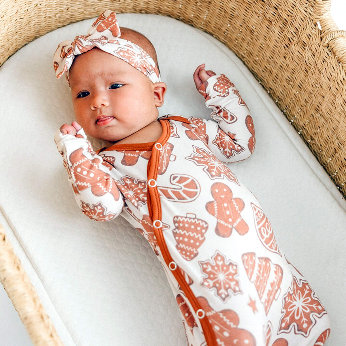 Newborn Knotted Gown - Gingerbread