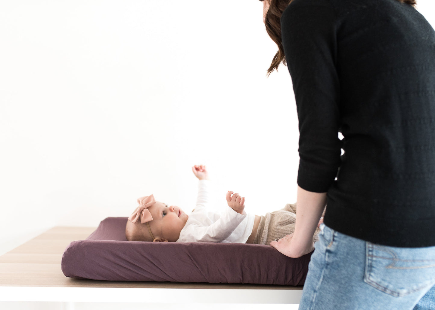 Premium Knit Diaper Changing Pad Cover - Plum