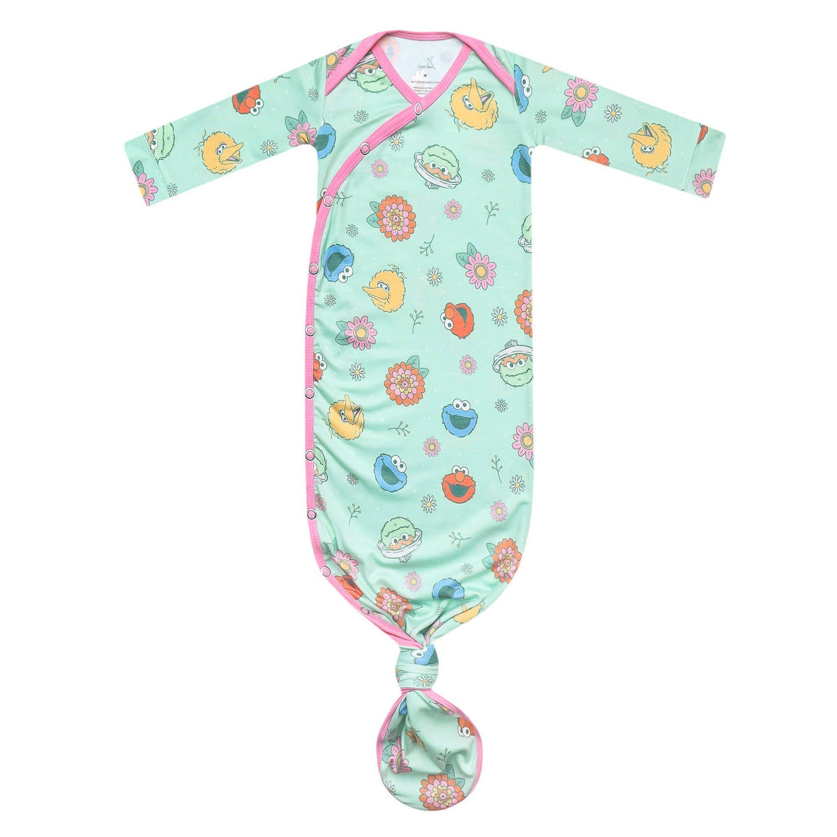 Newborn Knotted Gown - Sesame Street Retro Floral