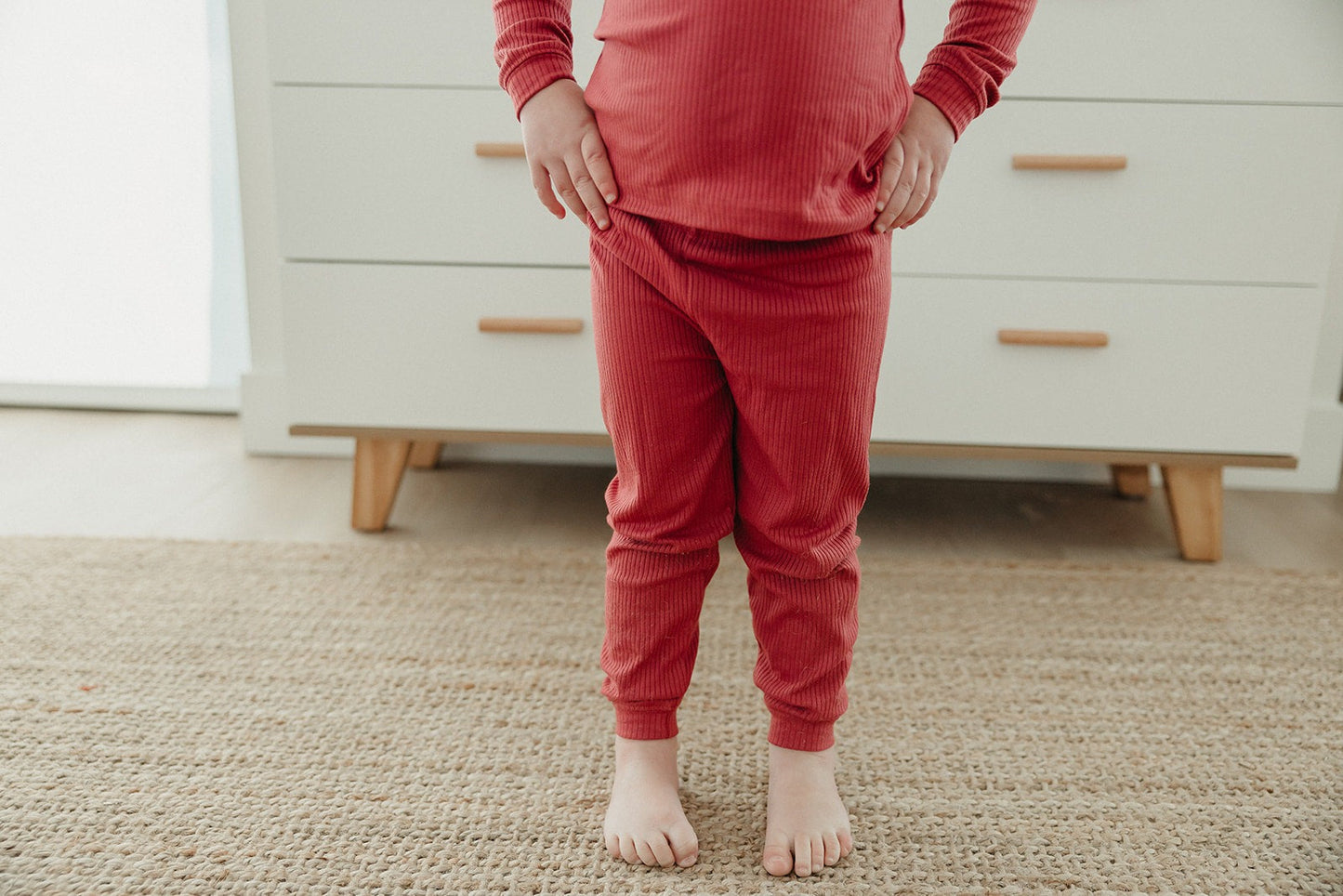 2pc Rib Knit Long Sleeve Pajama Set - Berry