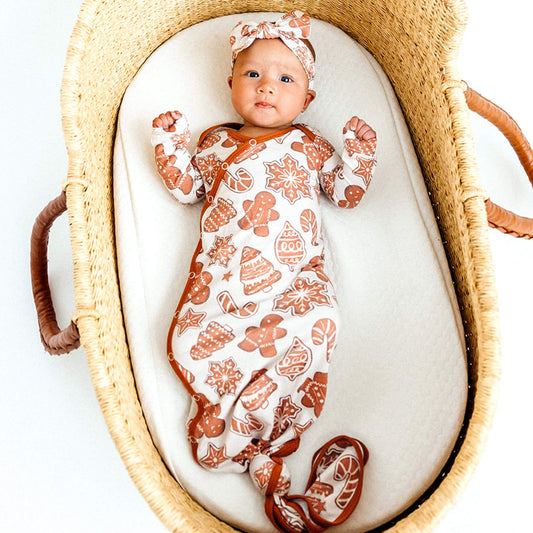 Newborn Knotted Gown - Gingerbread