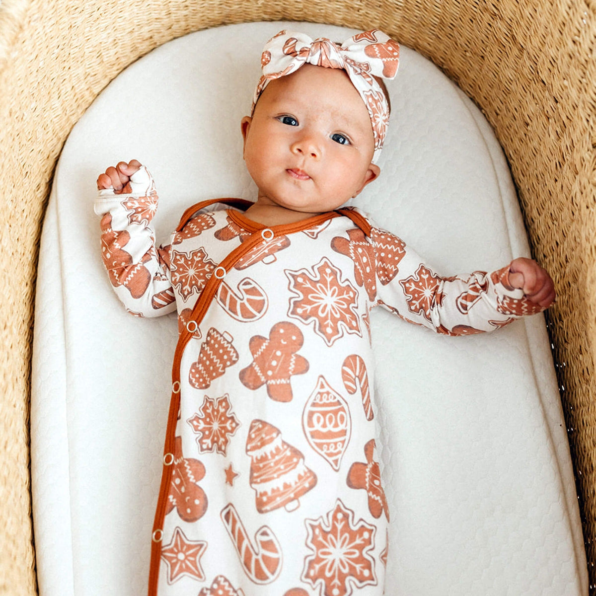 Newborn Knotted Gown - Gingerbread
