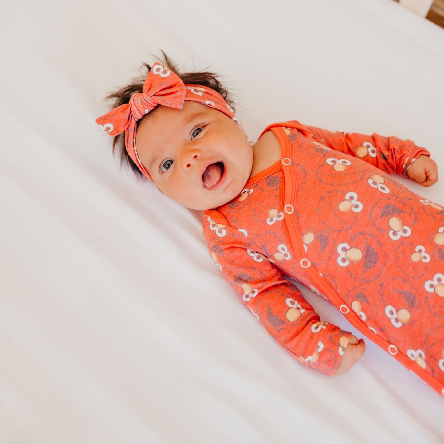 Knit Headband Bow - Elmo