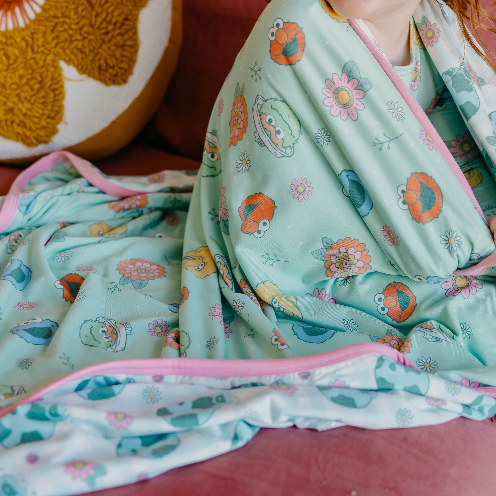 Three-Layer Quilt - Sesame Street Retro Floral